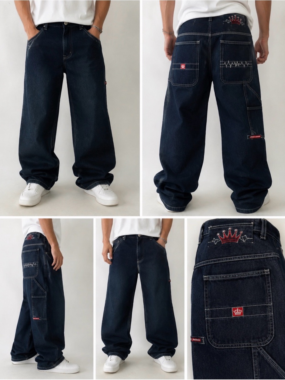 Vintage JNCO Time Resistant Denim Carpenter Jeans 29x30 NWOT Y2K Dark Wash